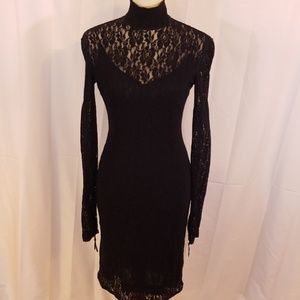 D&G black Lace high neck long sleeve midi dress 45